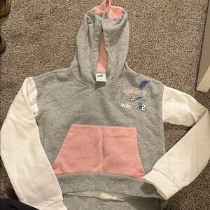 Nike Kids' Gray, Pink, and White Hoodie